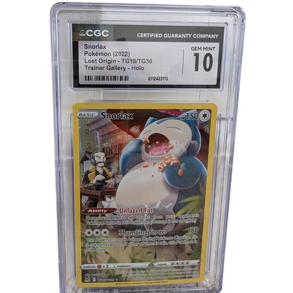 CGC 10 GEM MINT Snorlax TG10/TG30 Lost Origin Trainer Gallery Holo 2022 Pokemon